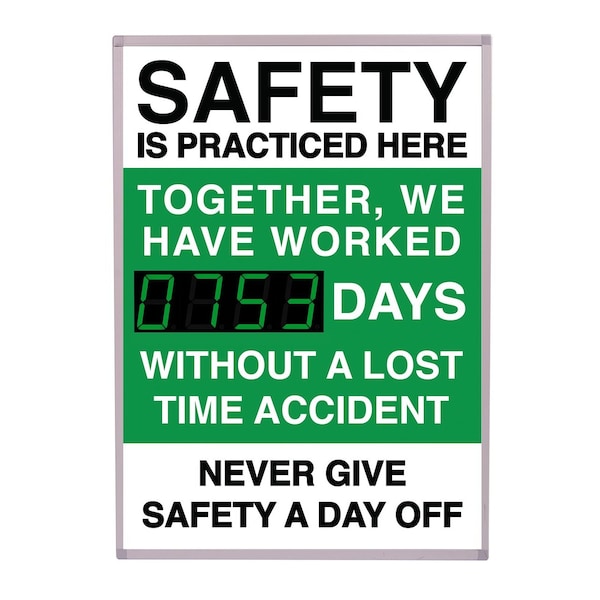 Digital LED Safety Scoreboard Signs with Frame, Safety Is Practiced Here